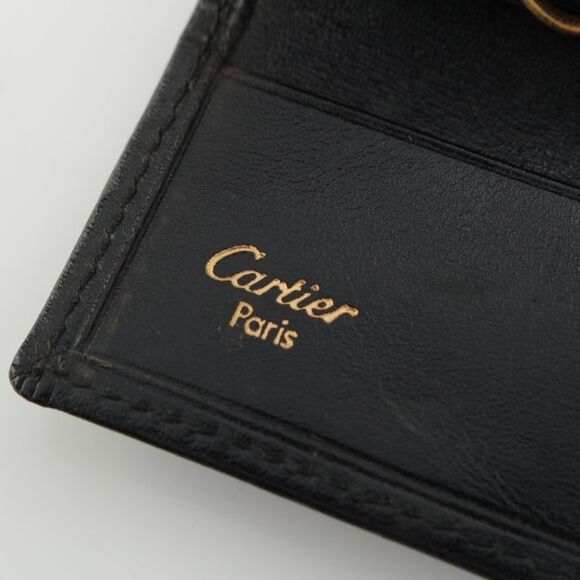 Cartier Leather Pasha Gold Hardware Key Case Black